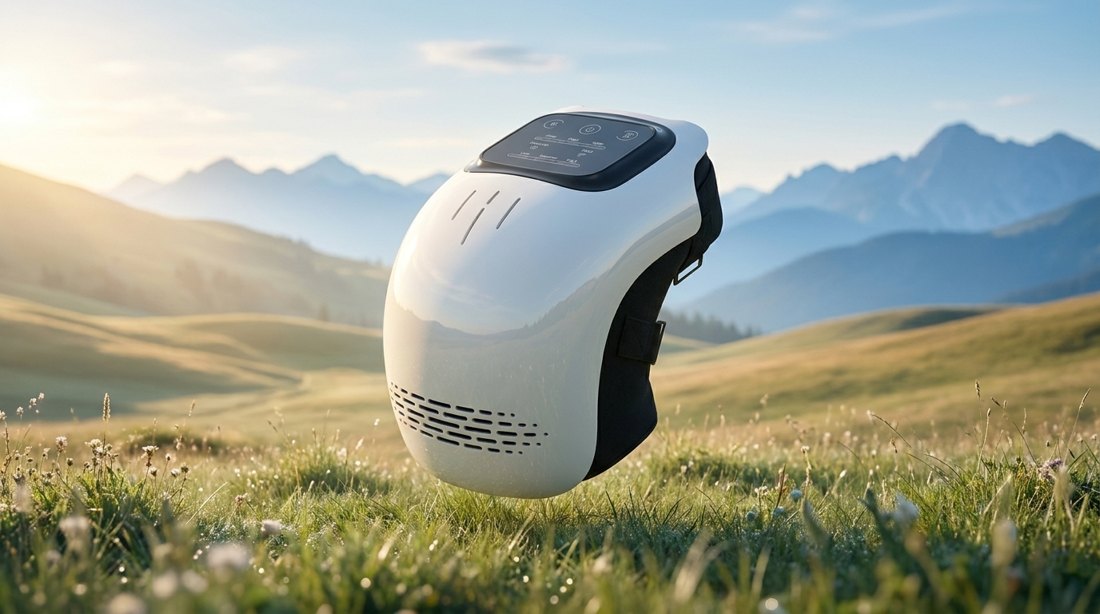 KNEVARA knee massager in a mountain landscape